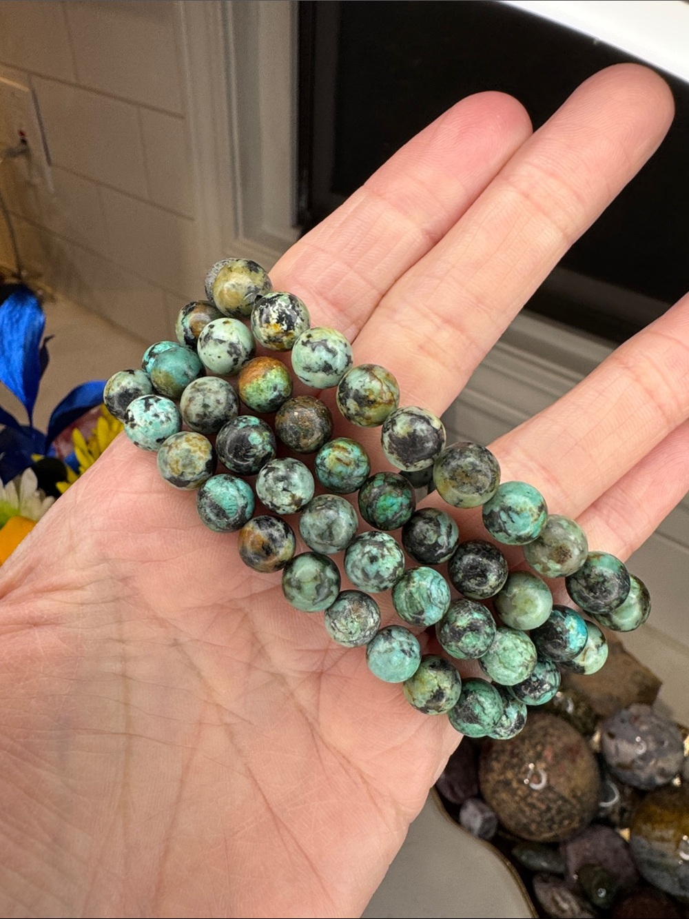 Natural Turquoise Bead Bracelet (listing is for one): B1100